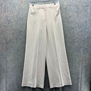 Theory Dress Pants Women 0 Wheat Beige Wide Leg High Rise Modern Crepe 2 Pleated